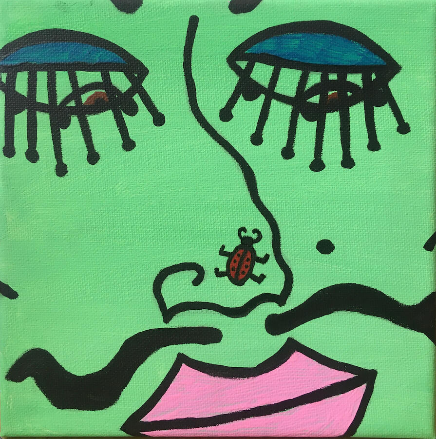 ladybug, 2020, Acryl auf Leinwand; 20x20cm