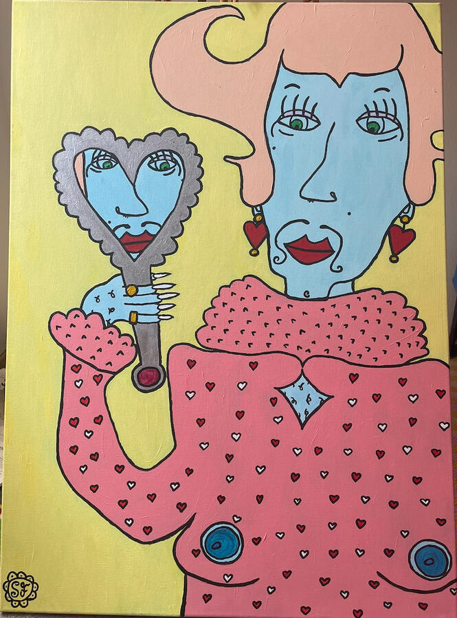 mirror, mirror..., 2020, Acryl auf Leinwand; 65x90cm