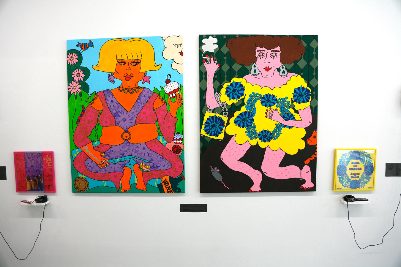 Stoned Soul Picnic &amp; Soul Of Change, 120x90cm, acrylic on canvas; 2025. photo by Esther Stern