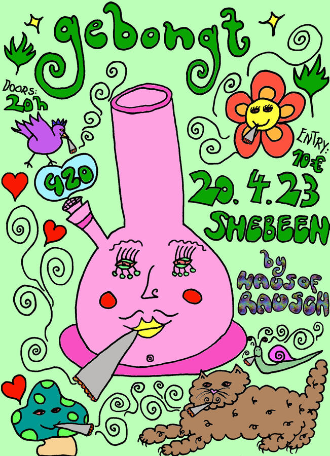 flyer für event &quot;gebongt&quot;, april 2023